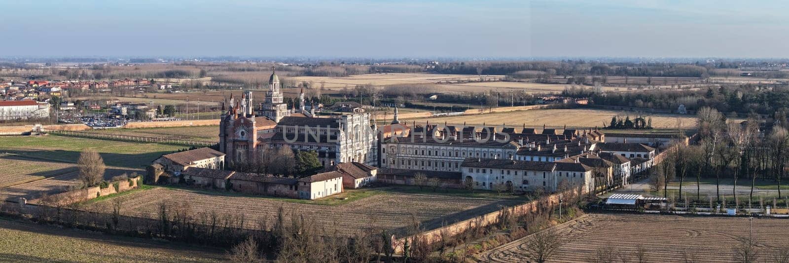 Nice panorama view of Certosa of Pavia monastery and sanctuary by Robertobinetti70