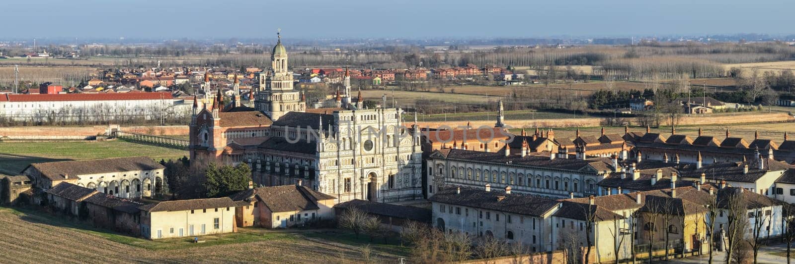 Awesome landscape view of Certosa of Pavia monastery and sanctuary by Robertobinetti70