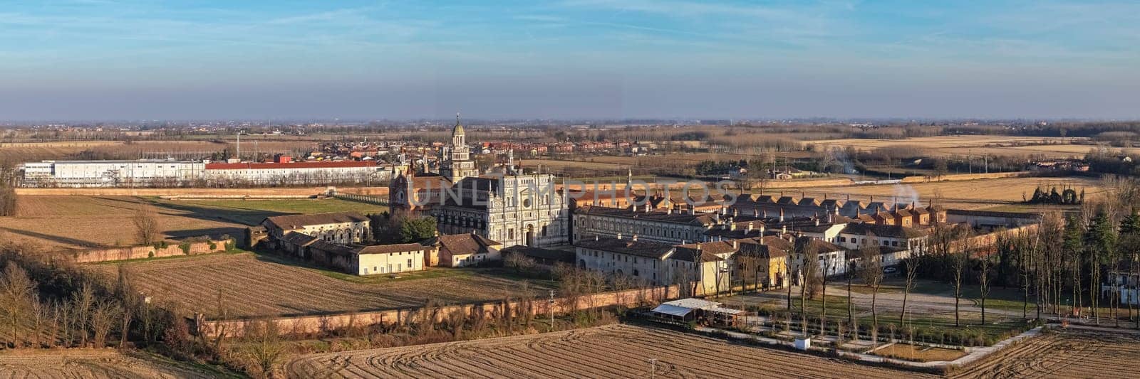 Landscape shot of Certosa of Pavia monastery and sanctuary by Robertobinetti70