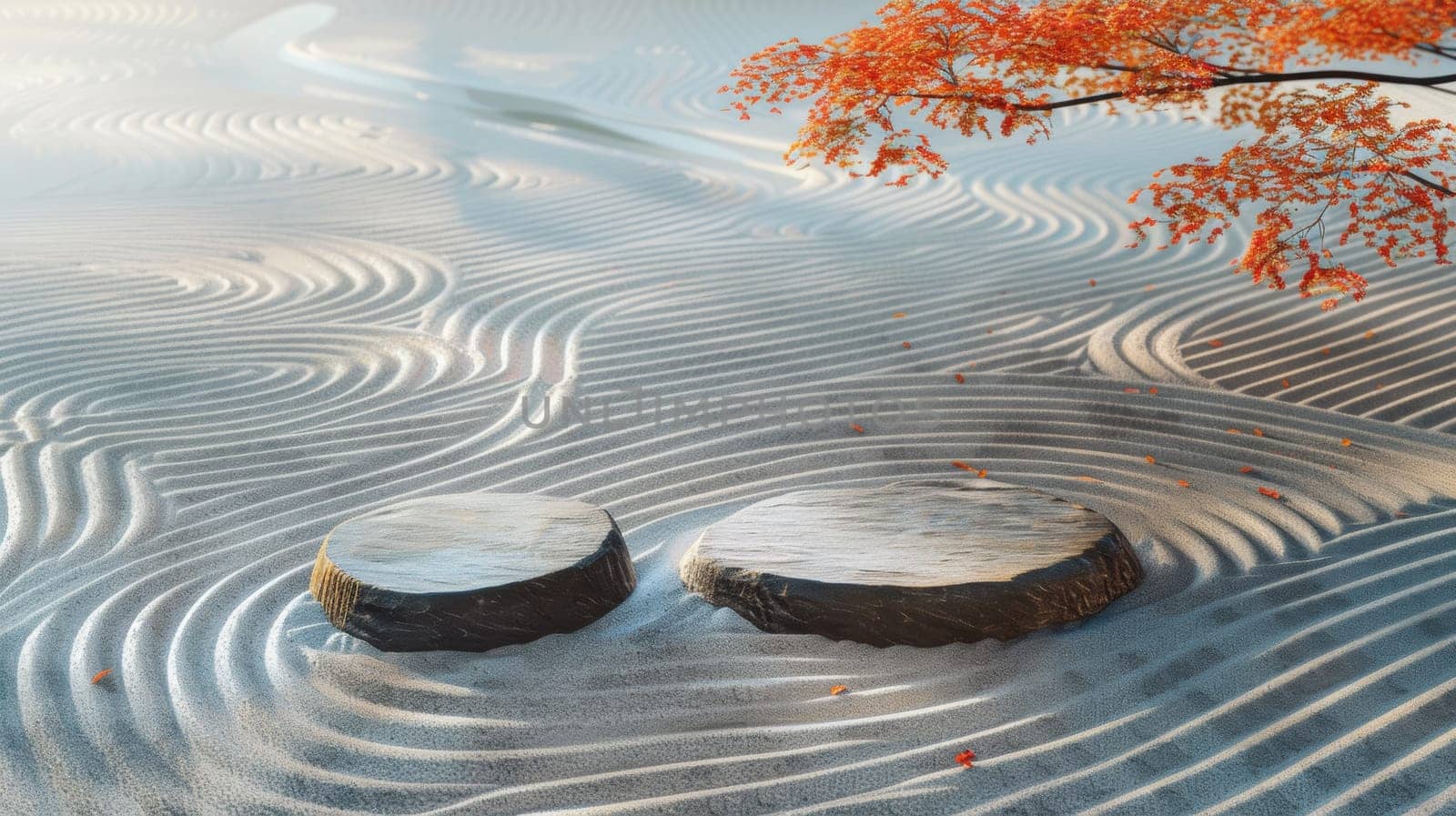 A couple of two rocks sitting on top of a sand dune