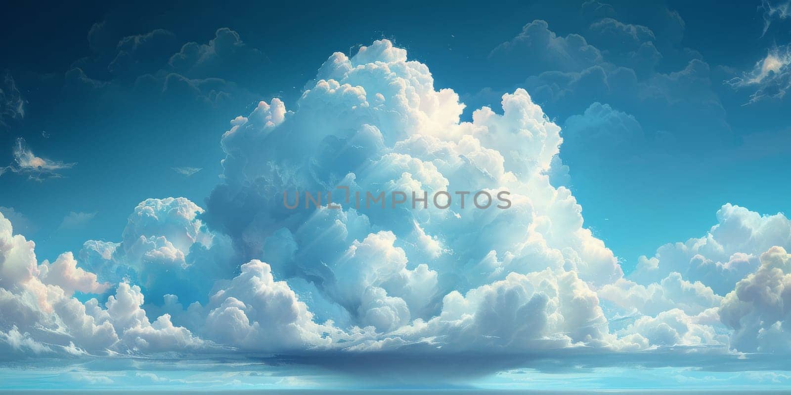 Natural beauty dreamy cloud and sea. 3D Illustration. Watercolor art paint. by Benzoix