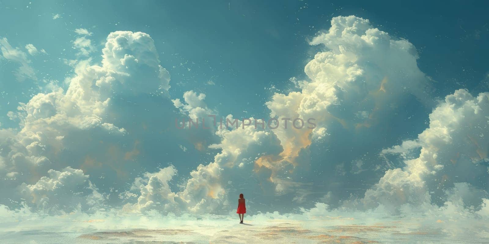 Natural beauty dreamy cloud and sea. 3D Illustration. Watercolor art paint. by Benzoix