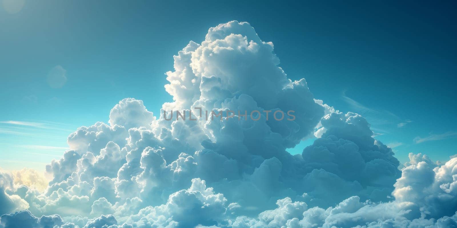 Natural beauty dreamy cloud and sea. 3D Illustration. Watercolor art paint