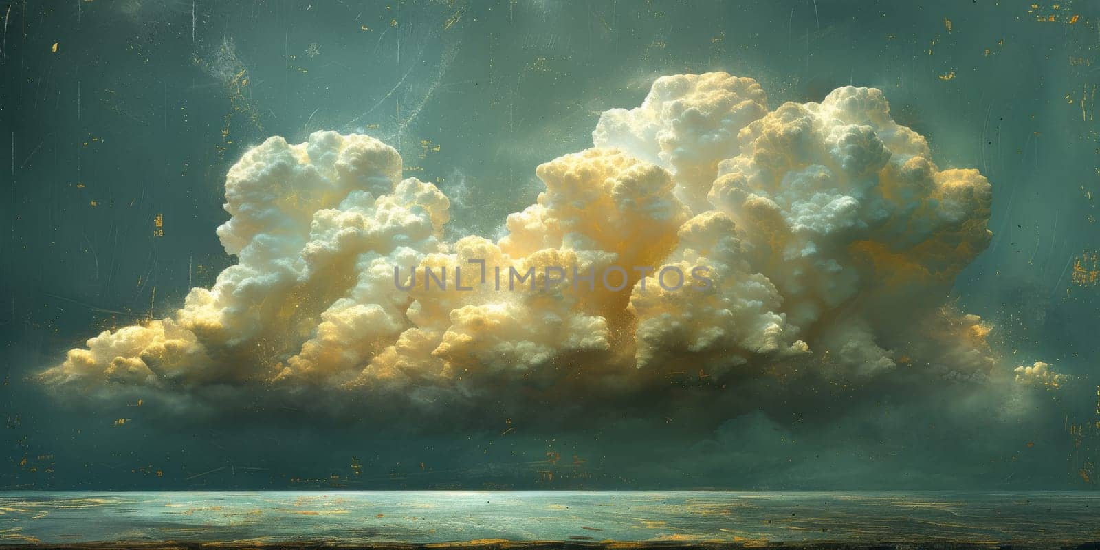 Natural beauty dreamy cloud and sea. 3D Illustration. Watercolor art paint