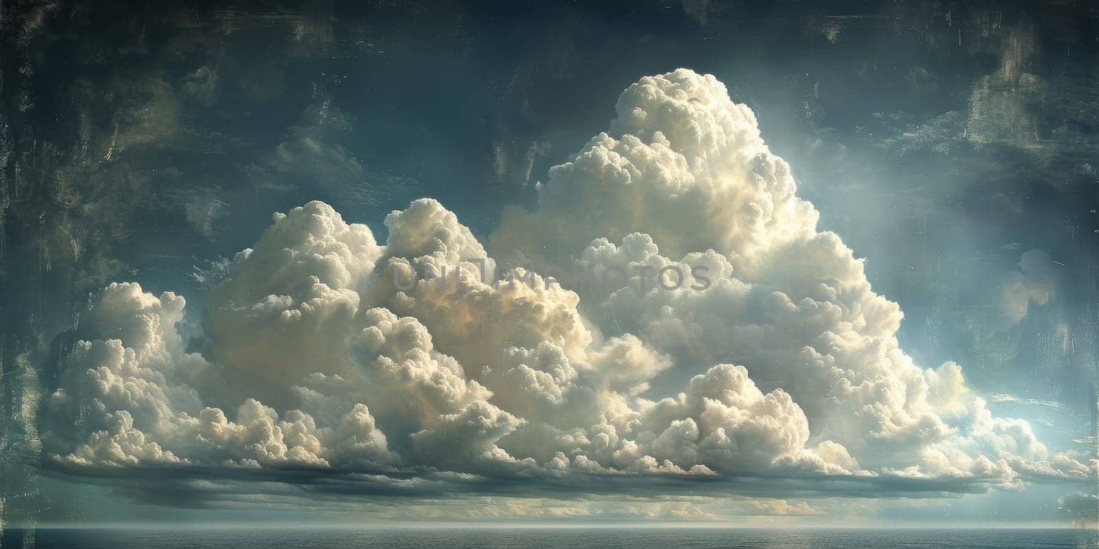 Natural beauty dreamy cloud and sea. 3D Illustration. Watercolor art paint. by Benzoix