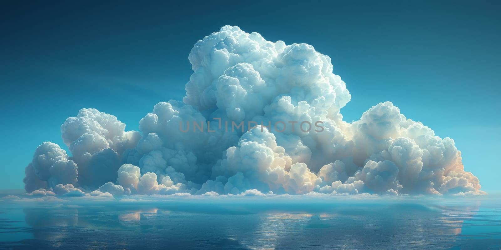 Natural beauty dreamy cloud and sea. 3D Illustration. Watercolor art paint. by Benzoix