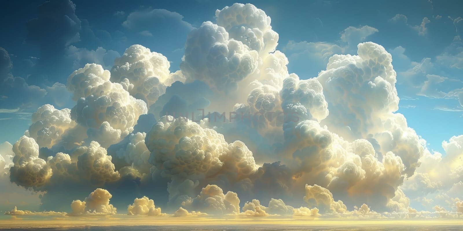 Natural beauty dreamy cloud and sea. 3D Illustration. Watercolor art paint. by Benzoix