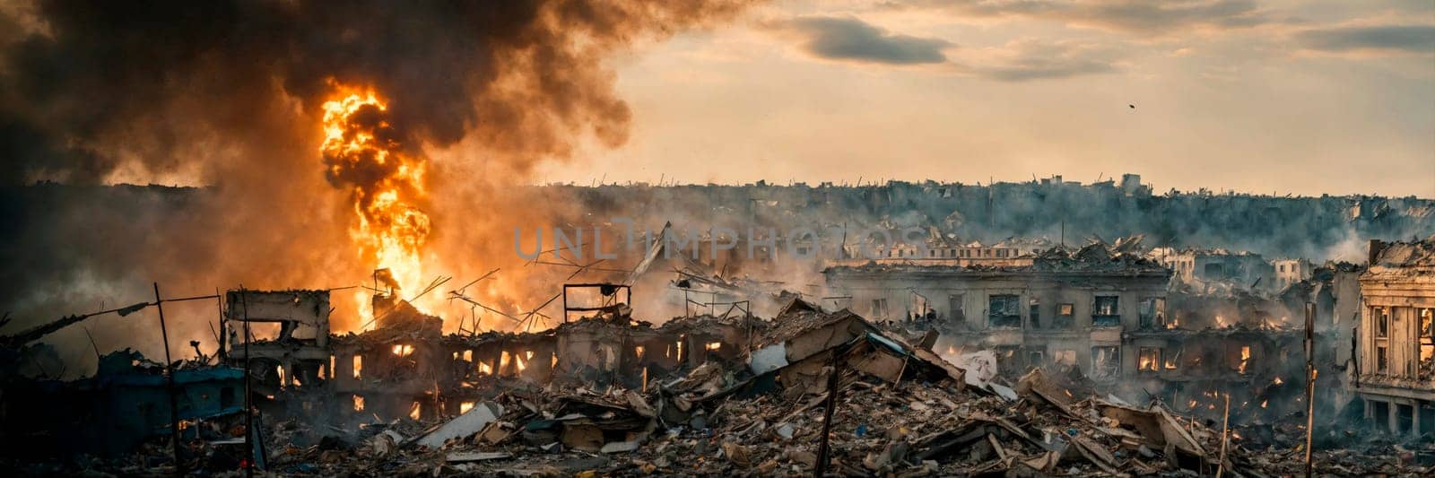 War in Ukraine explosions flag. selective focus. by yanadjana