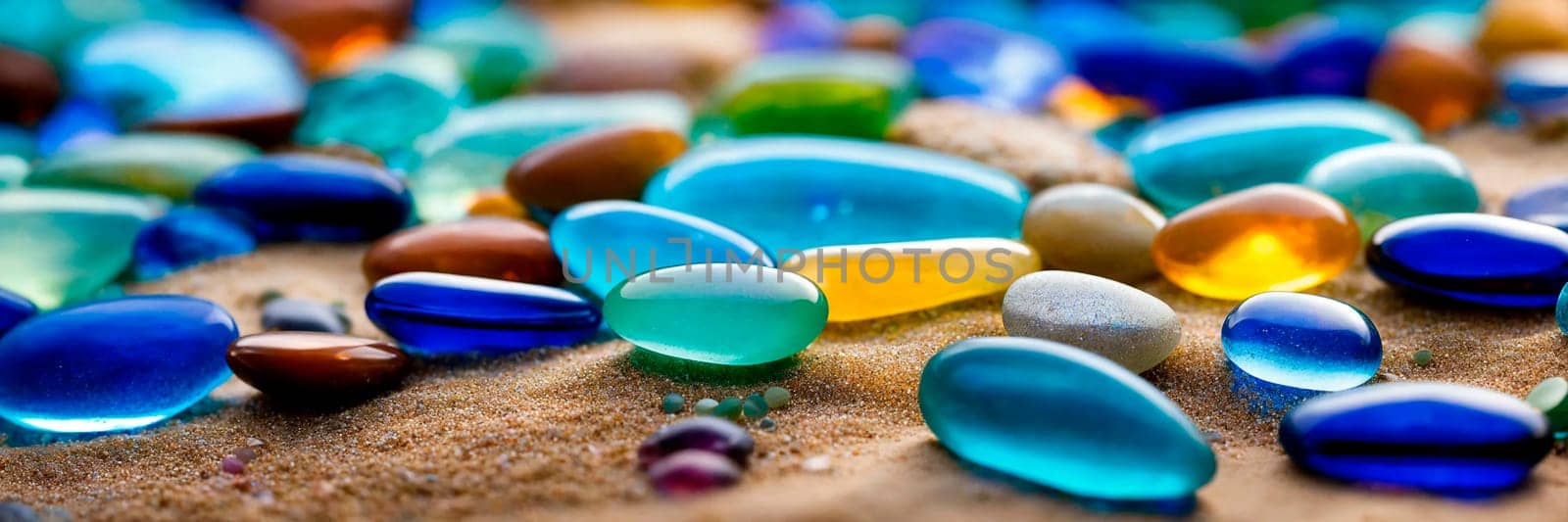 beautiful blue stones on the seashore. Selective focus. by yanadjana