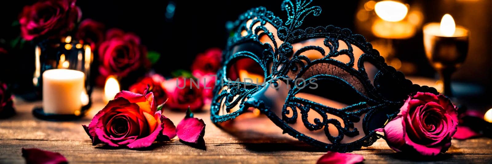 Black lace mask for masquerade. Selective focus. by yanadjana