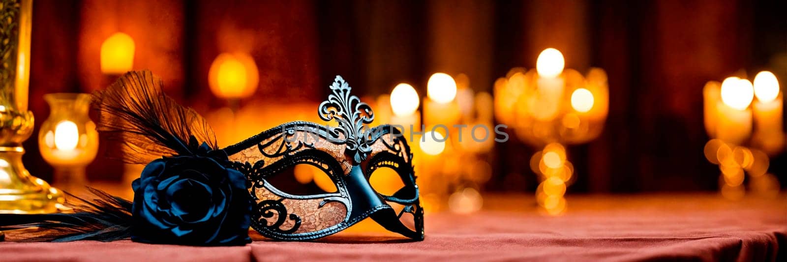 Black lace mask for masquerade. Selective focus. by yanadjana