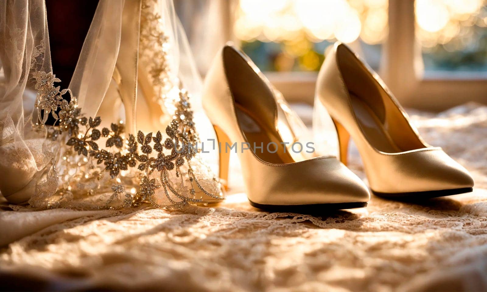 wedding shoes and accessories. Selective focus.