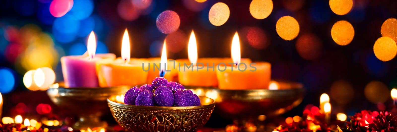 candles and decorations for Diwali. Selective focus. nature.