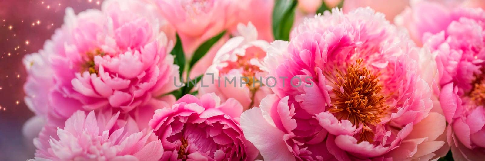 multi-colored peonies bloom in the park. Selective focus. by yanadjana