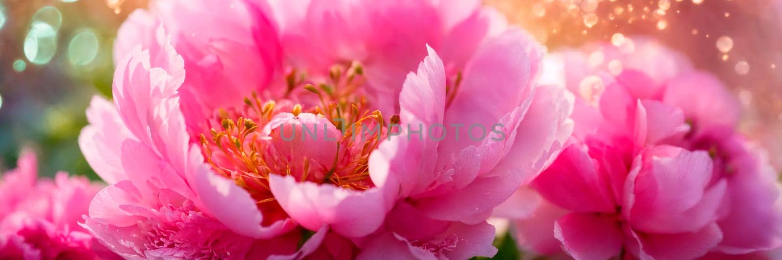 multi-colored peonies bloom in the park. Selective focus. nature.