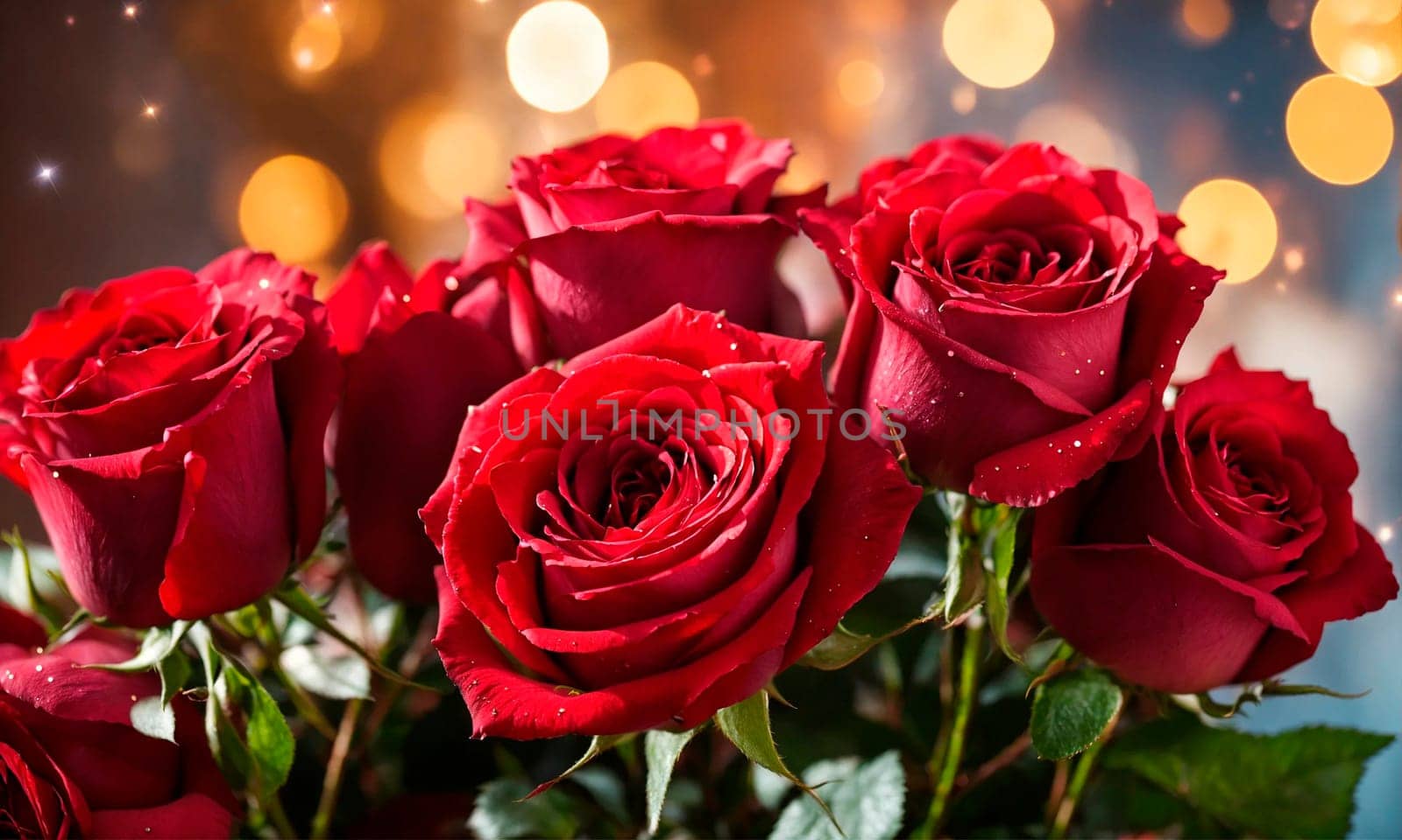 bouquet of beautiful red roses. Selective focus. by yanadjana