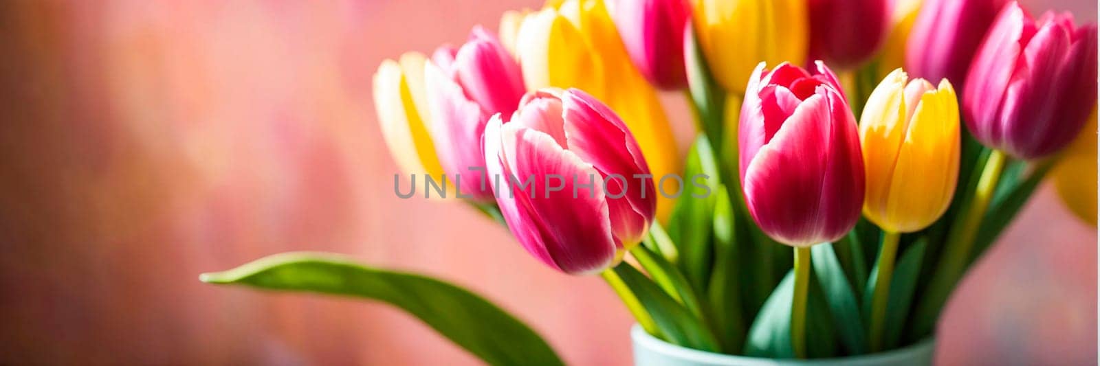bouquet of beautiful tulips in the room. Selective focus. nature.