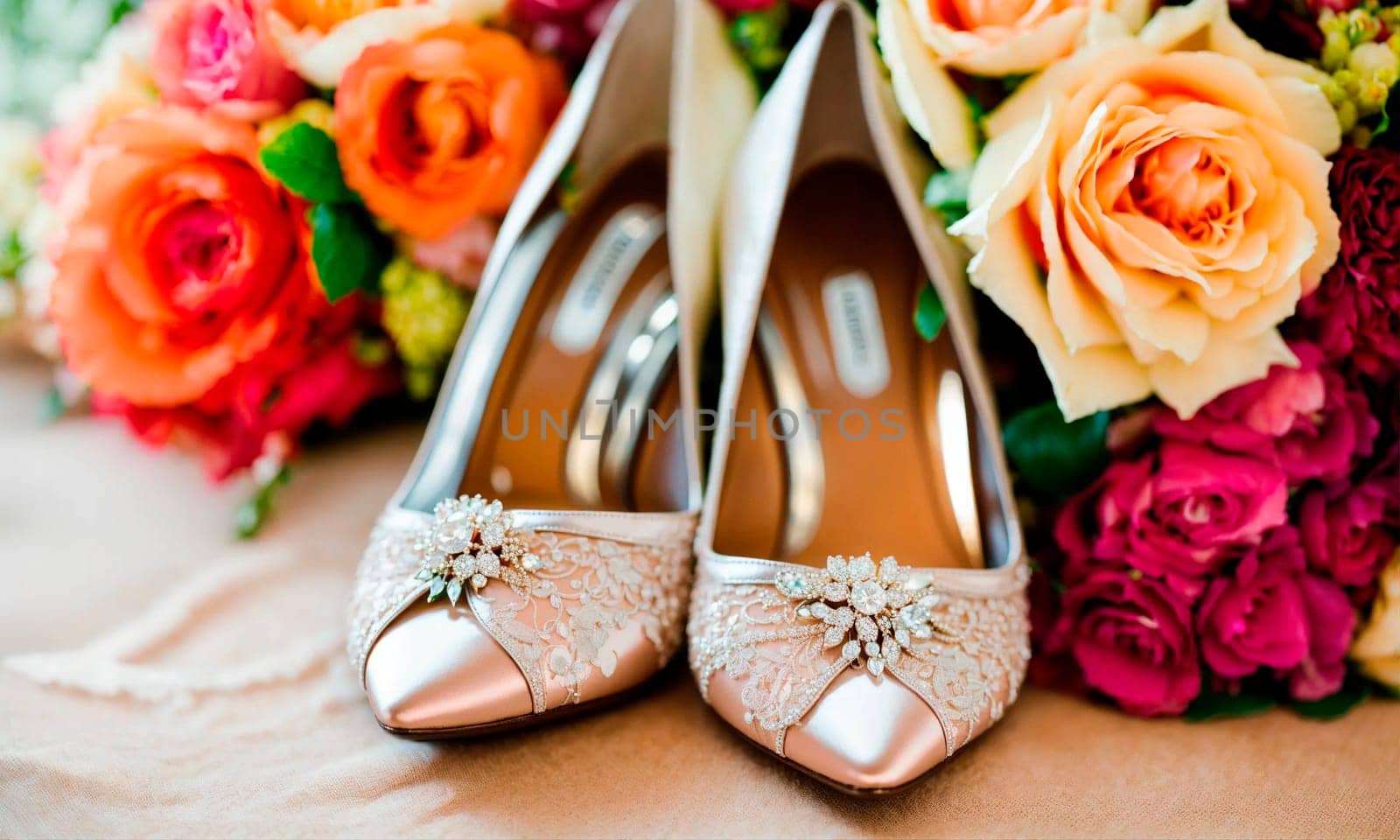 wedding shoes and accessories. Selective focus.