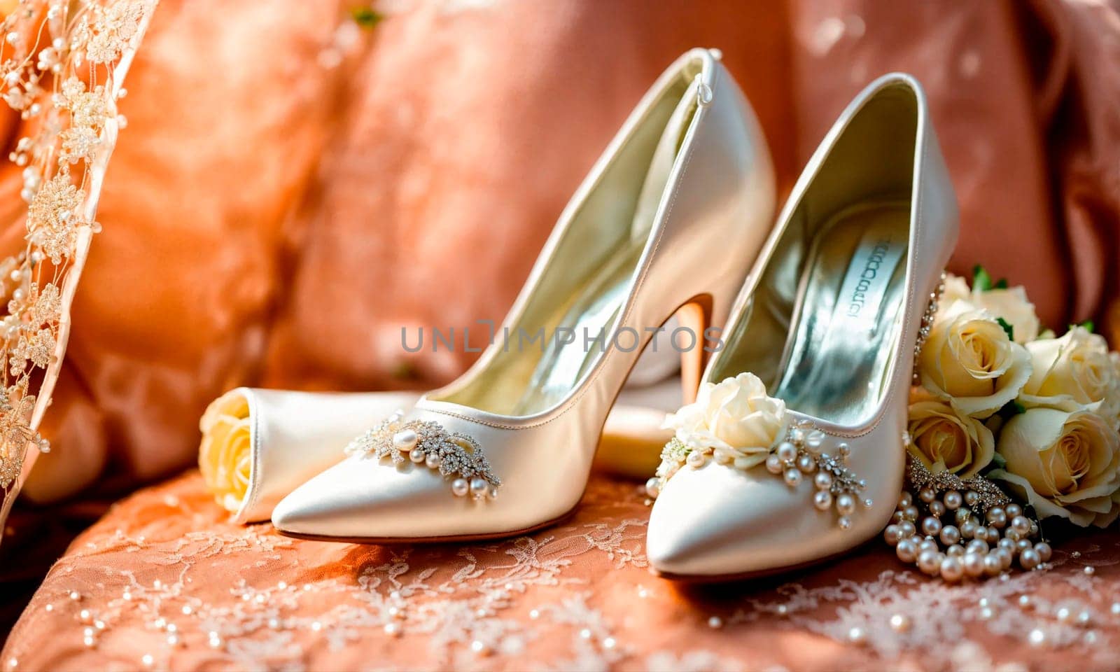 wedding shoes and accessories. Selective focus.