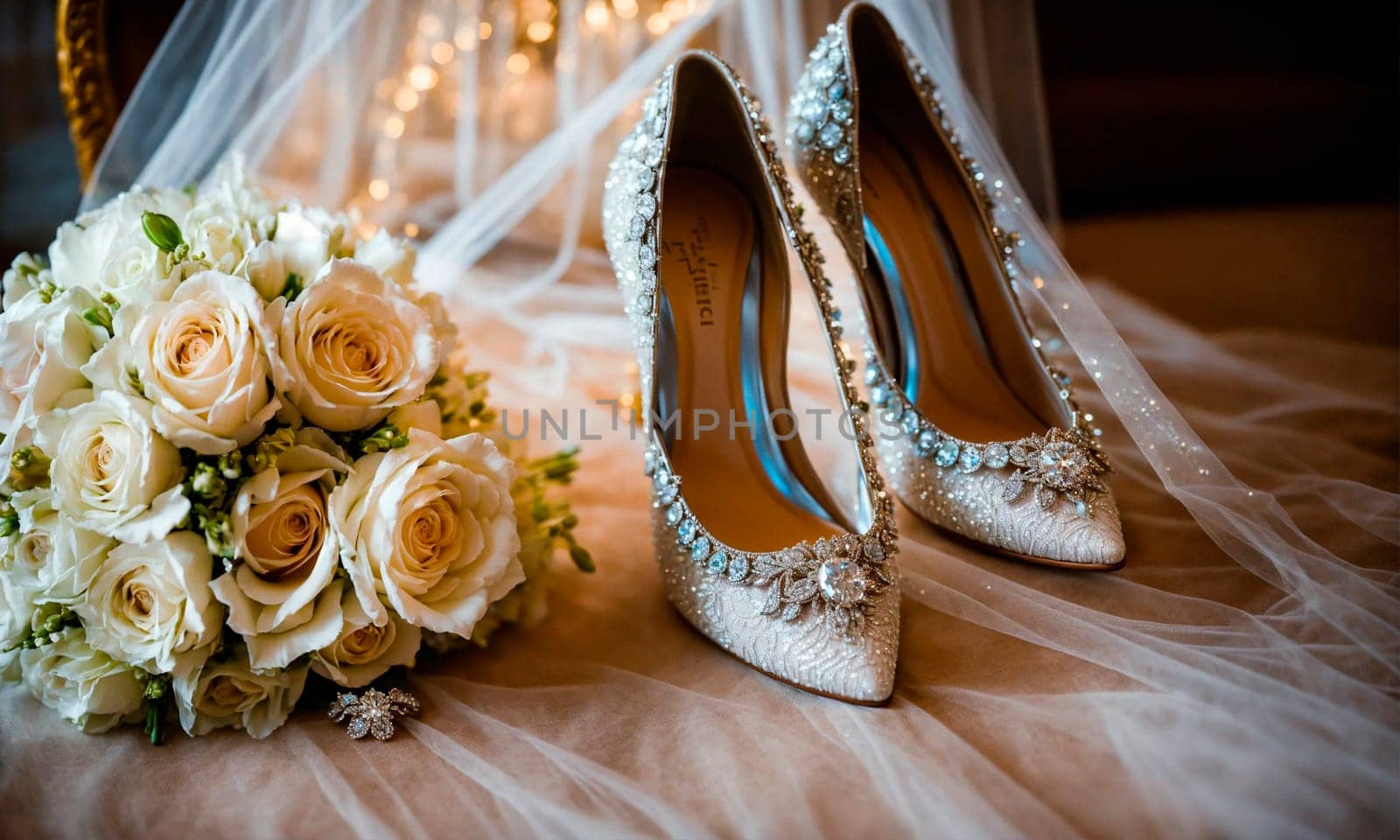 wedding shoes and accessories. Selective focus.