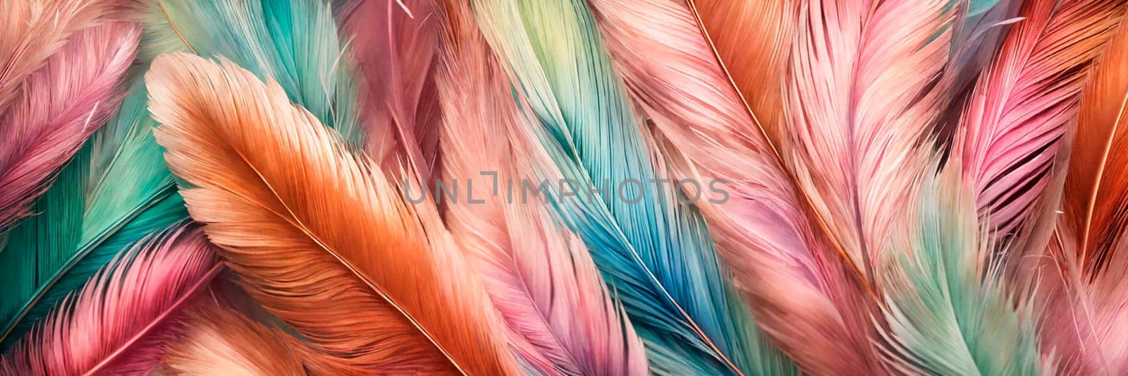 Background texture of drawn feathers. Selective focus. color.