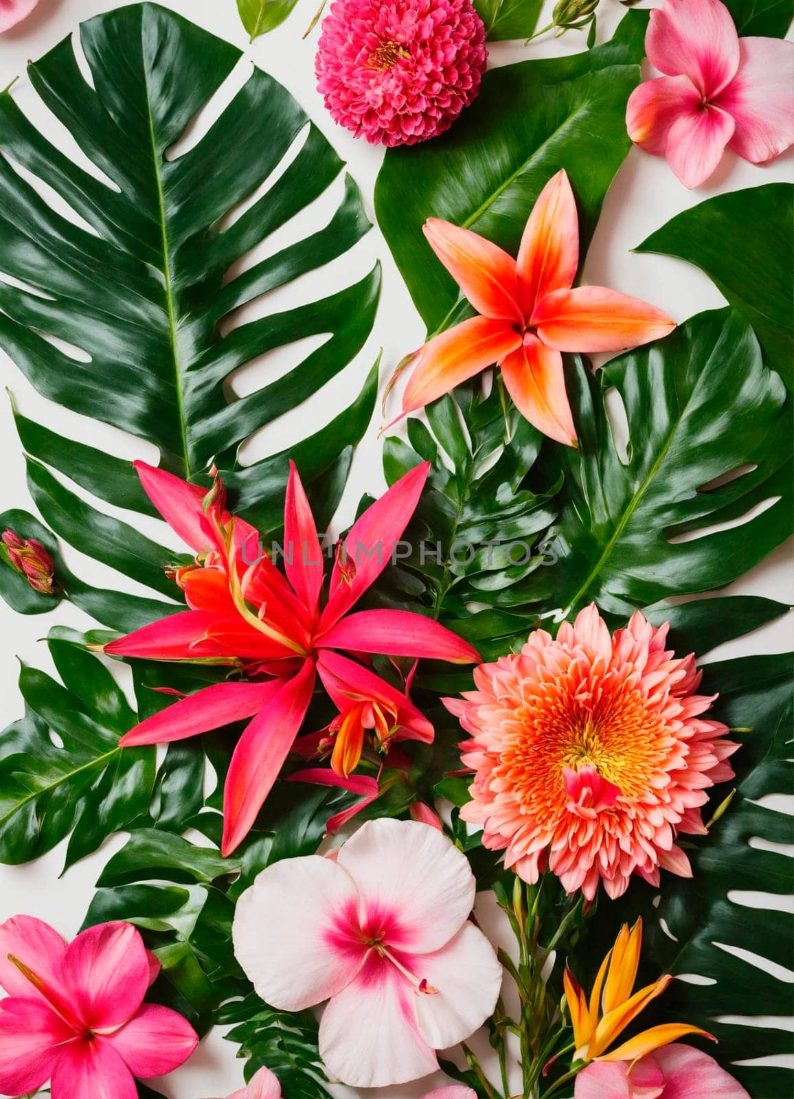 beautiful background with tropical flowers. Selective focus. by yanadjana