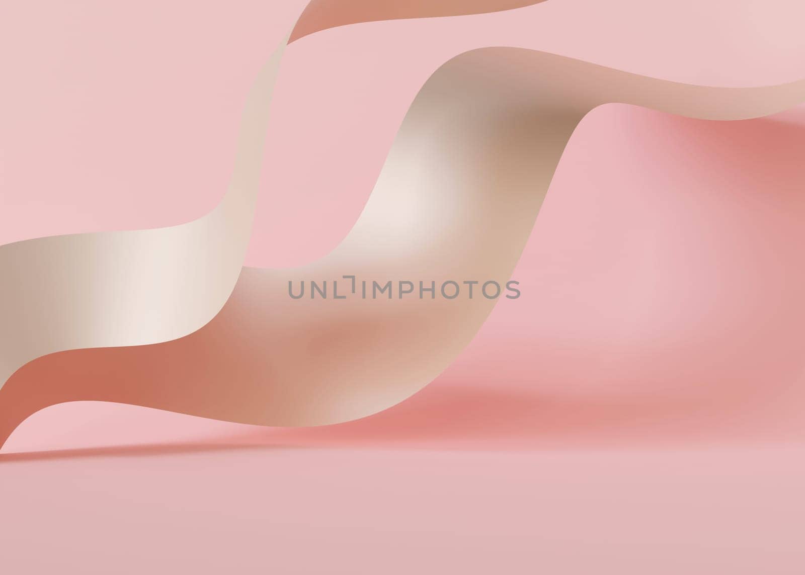 Empty scene with soft, abstract waves. Pastel pink background. Template for product, cosmetic presentation. Mock up. Backdrop with empty, copy space. Display, showcase. 3D