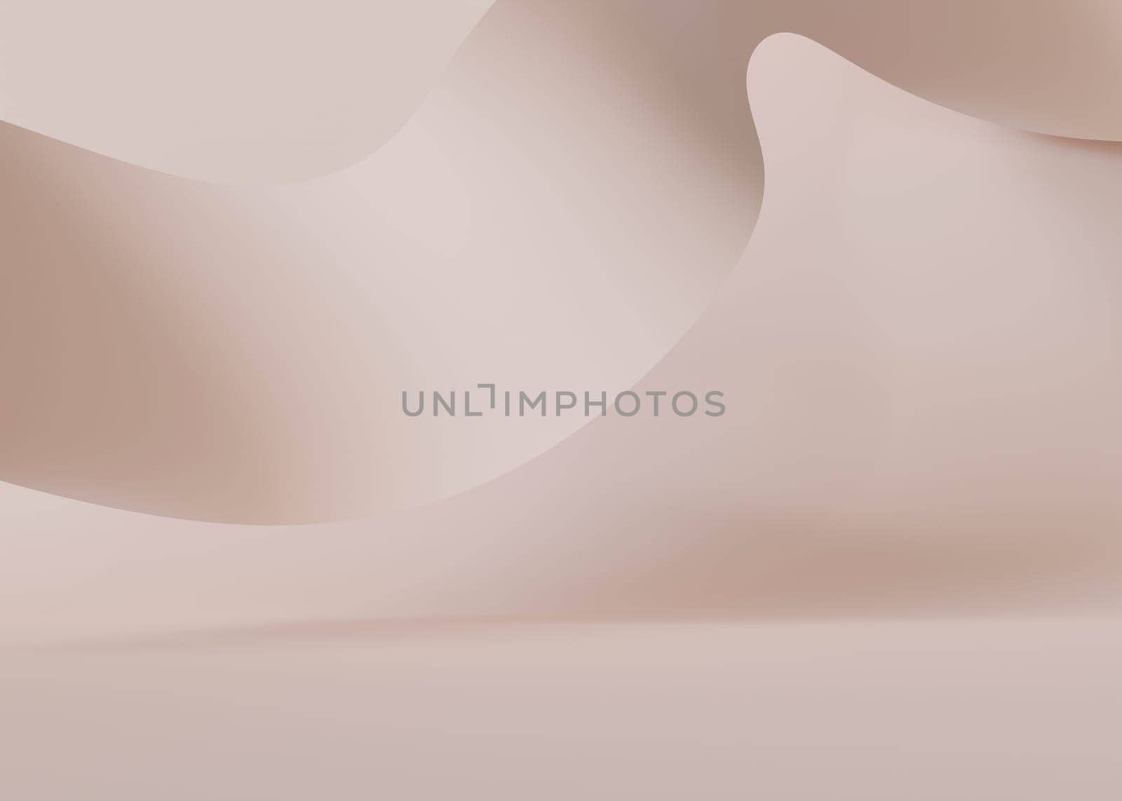 Empty scene with soft, abstract wave. Neutral beige background. Template for product, cosmetic presentation. Mock up. Backdrop with empty, copy space. Display, showcase. 3D