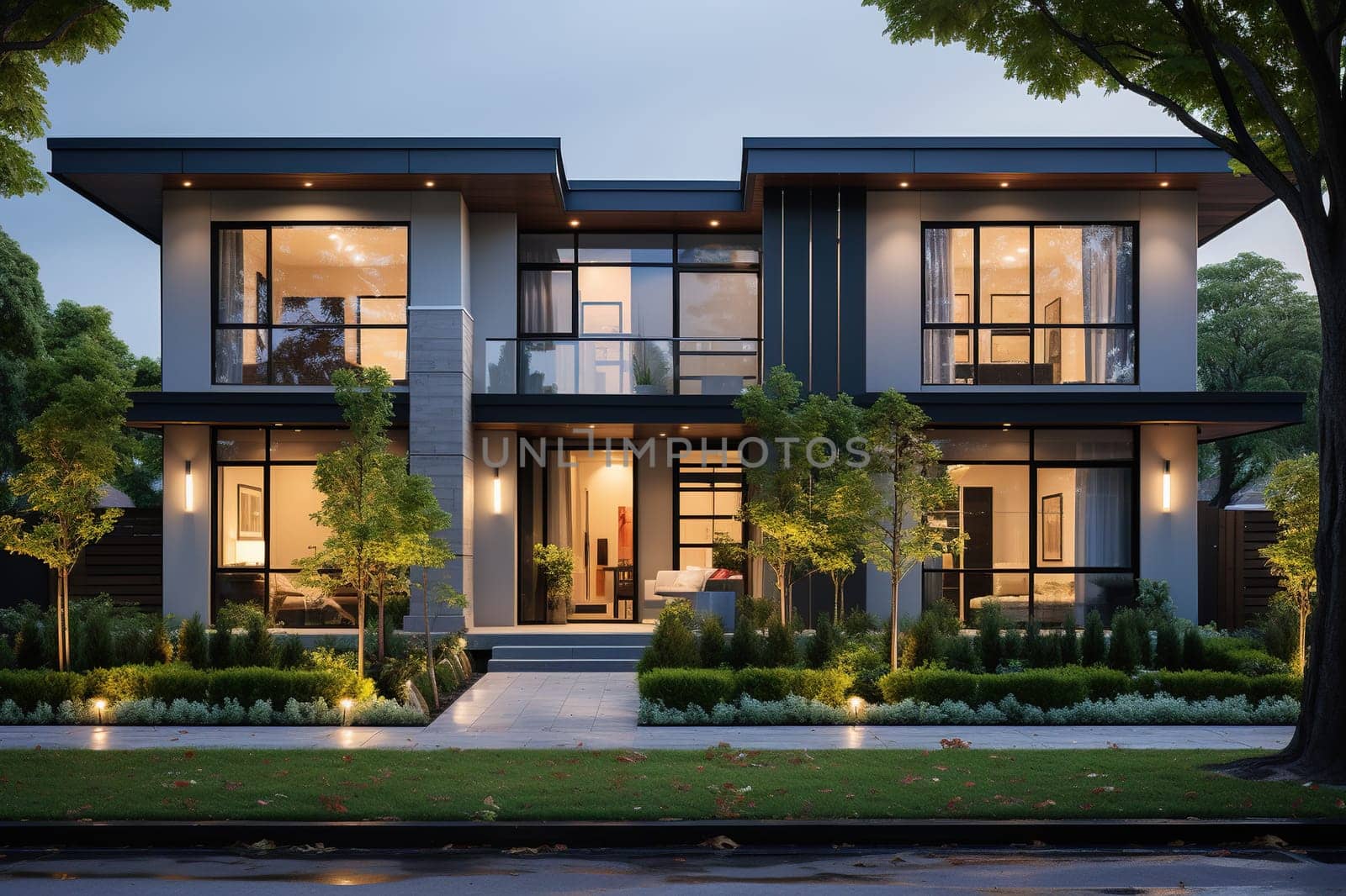 Model of a modern townhouse with green spaces. The concept of comfortable housing.