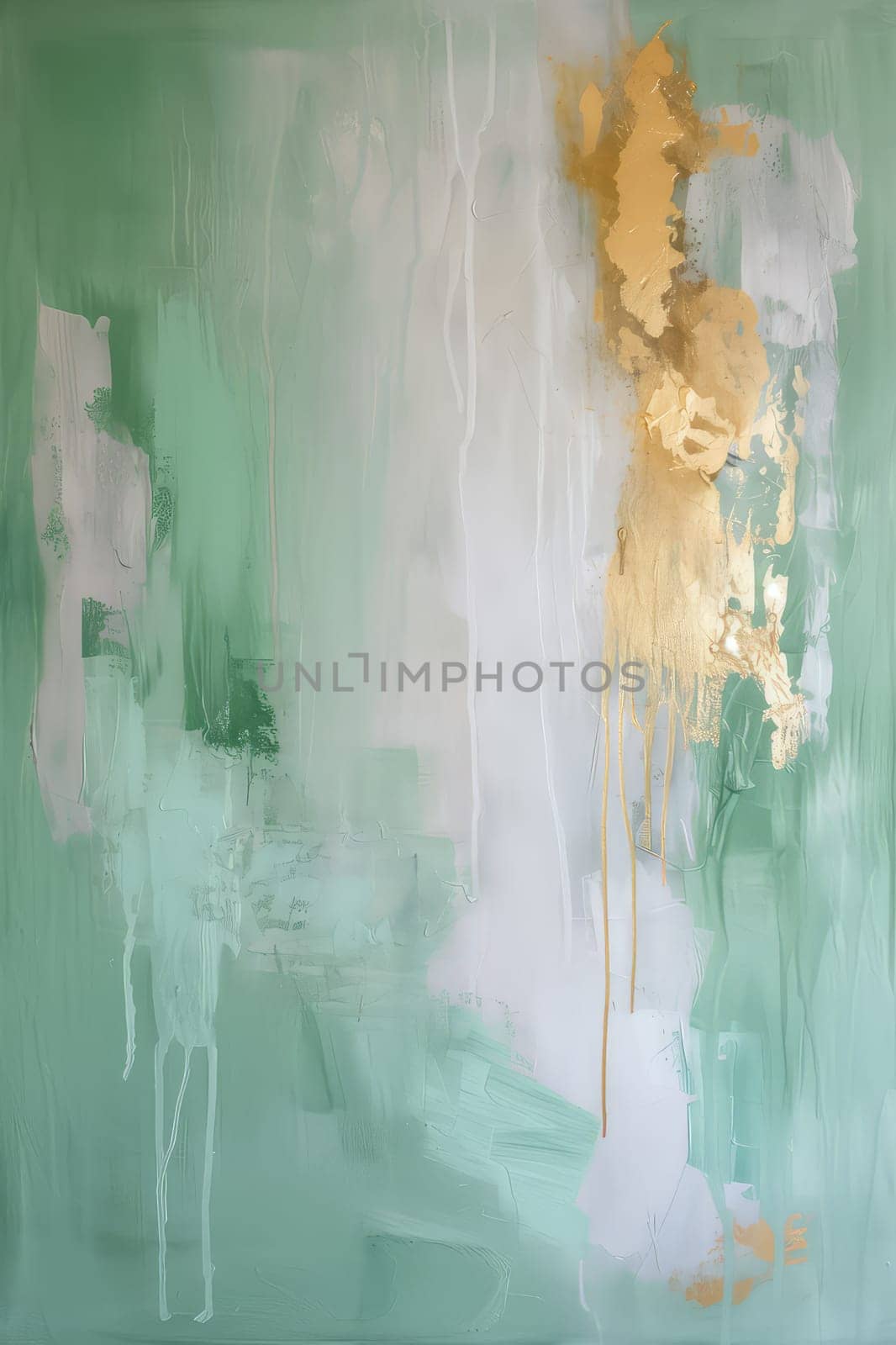 Abstract Picture Pale Green and Gold, Ideal for Modern Home Decor by Dvorak