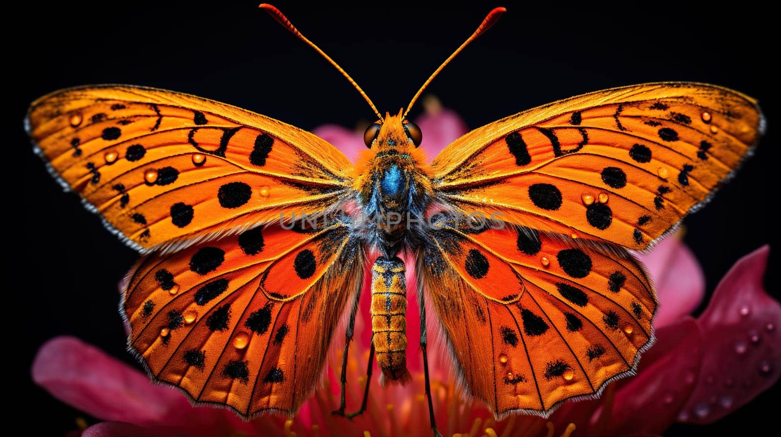 Macro photo of a beautiful orange butterfly.