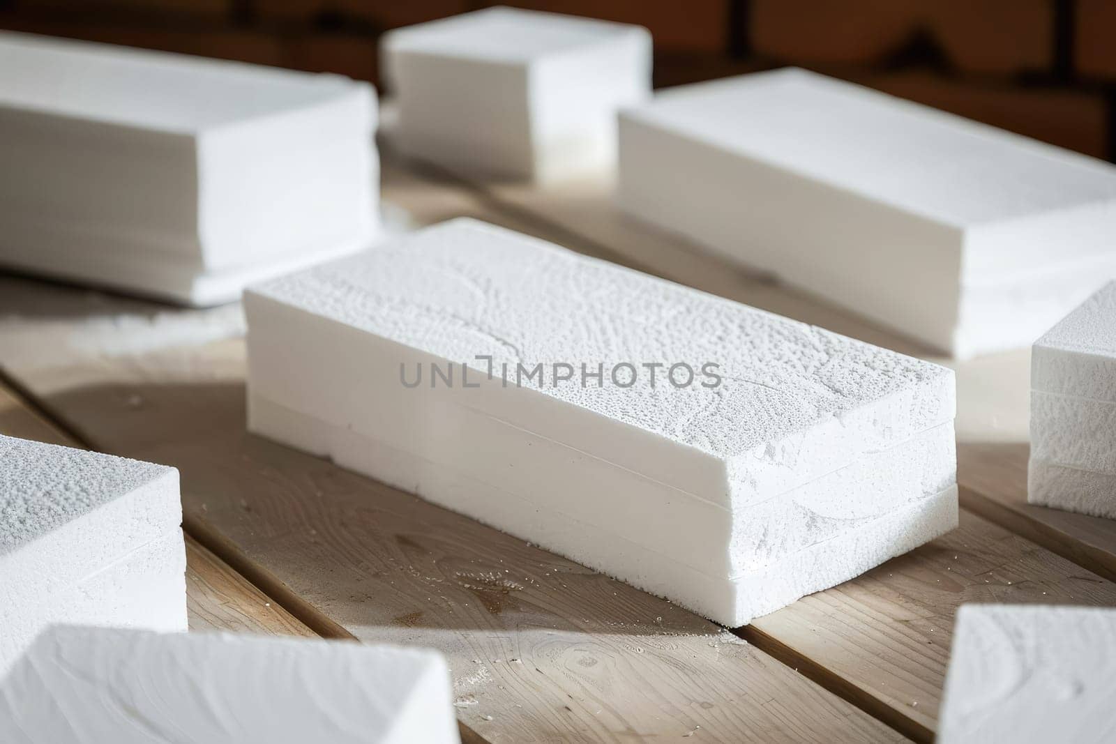 Styrofoam Board Detail: Versatile Material for Packing and Insulation Projects. Expanded polystyrene plates. A stack of building materials for house insulation. by Dvorak