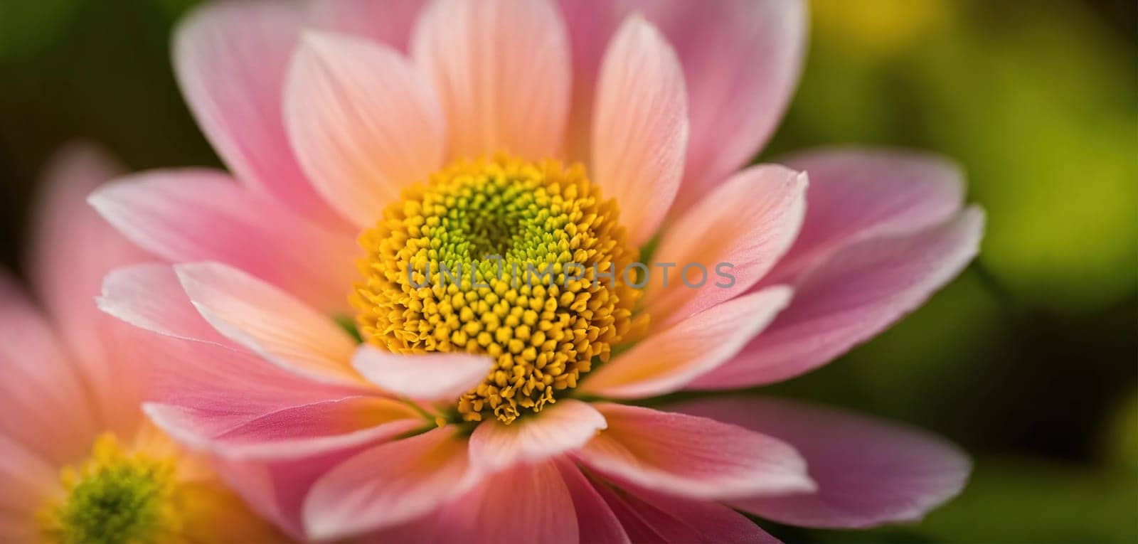 Pink flower, close-up. Generative AI by gordiza