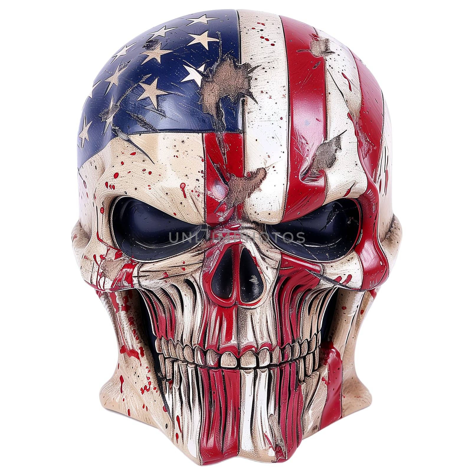 Punisher skull in white and red stripes and stars ai generated image