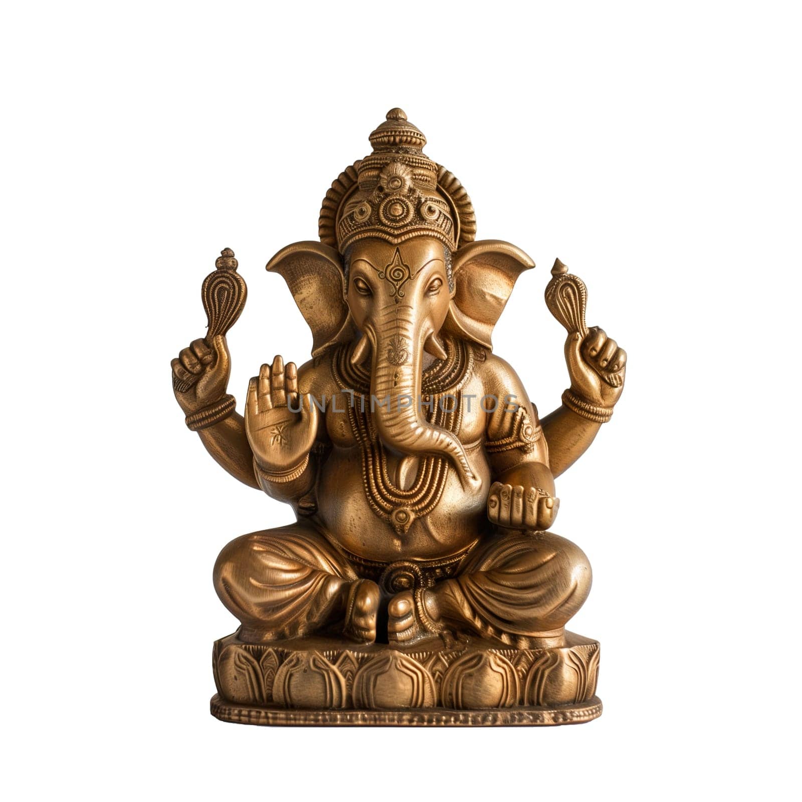 Golden statue of indian god Ganesha ai generated image