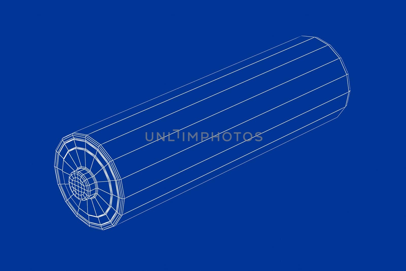 3D wire-frame model of AA size battery