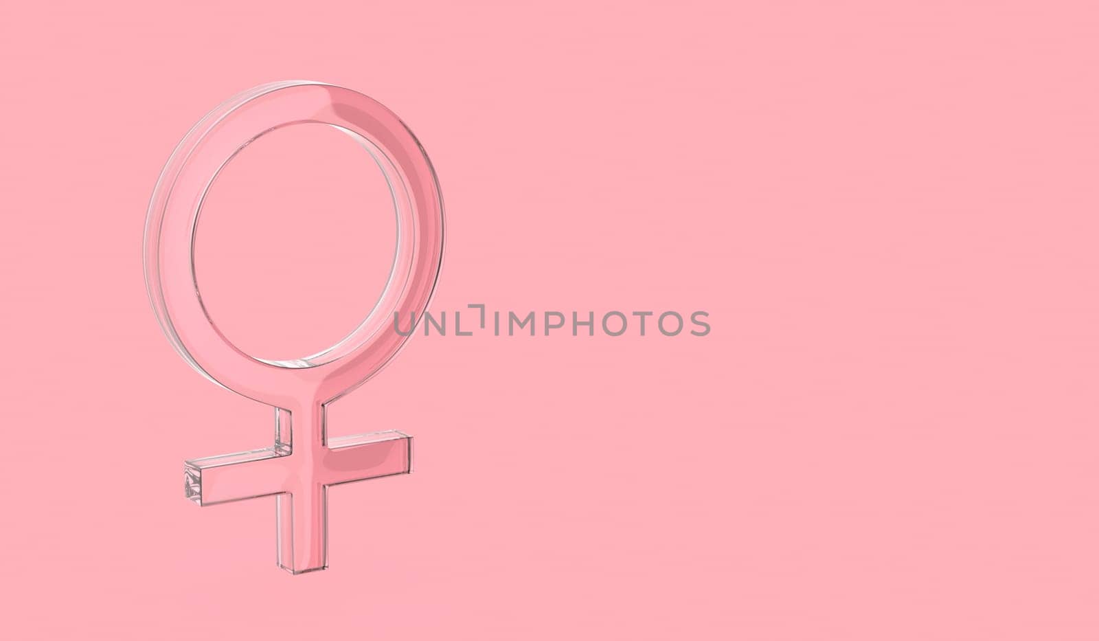 Glass female gender sign on pink background