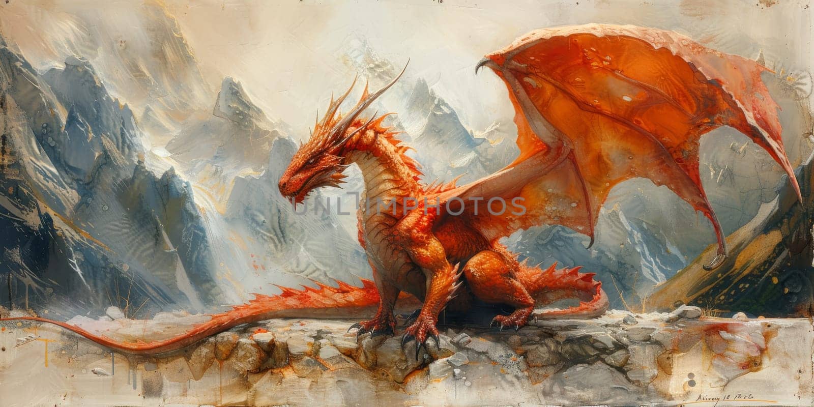 Chinese New Year dragon watercolor background. by Benzoix