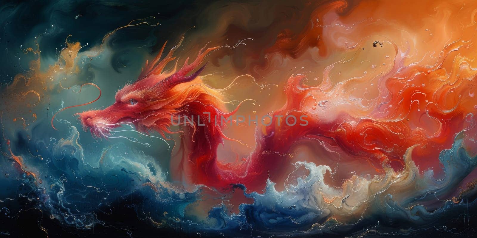 Chinese New Year dragon watercolor background