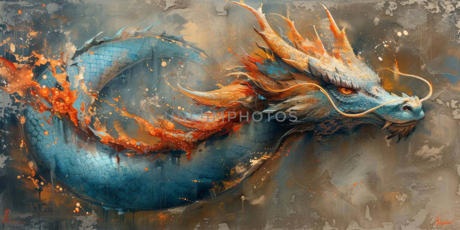 Chinese New Year dragon watercolor background