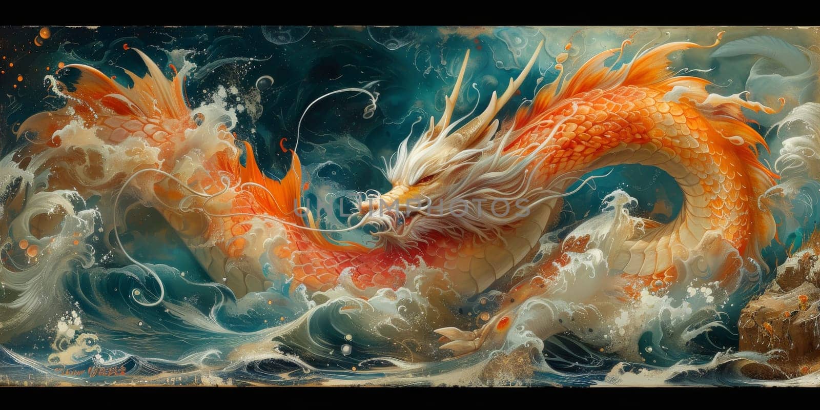 Chinese New Year dragon watercolor background