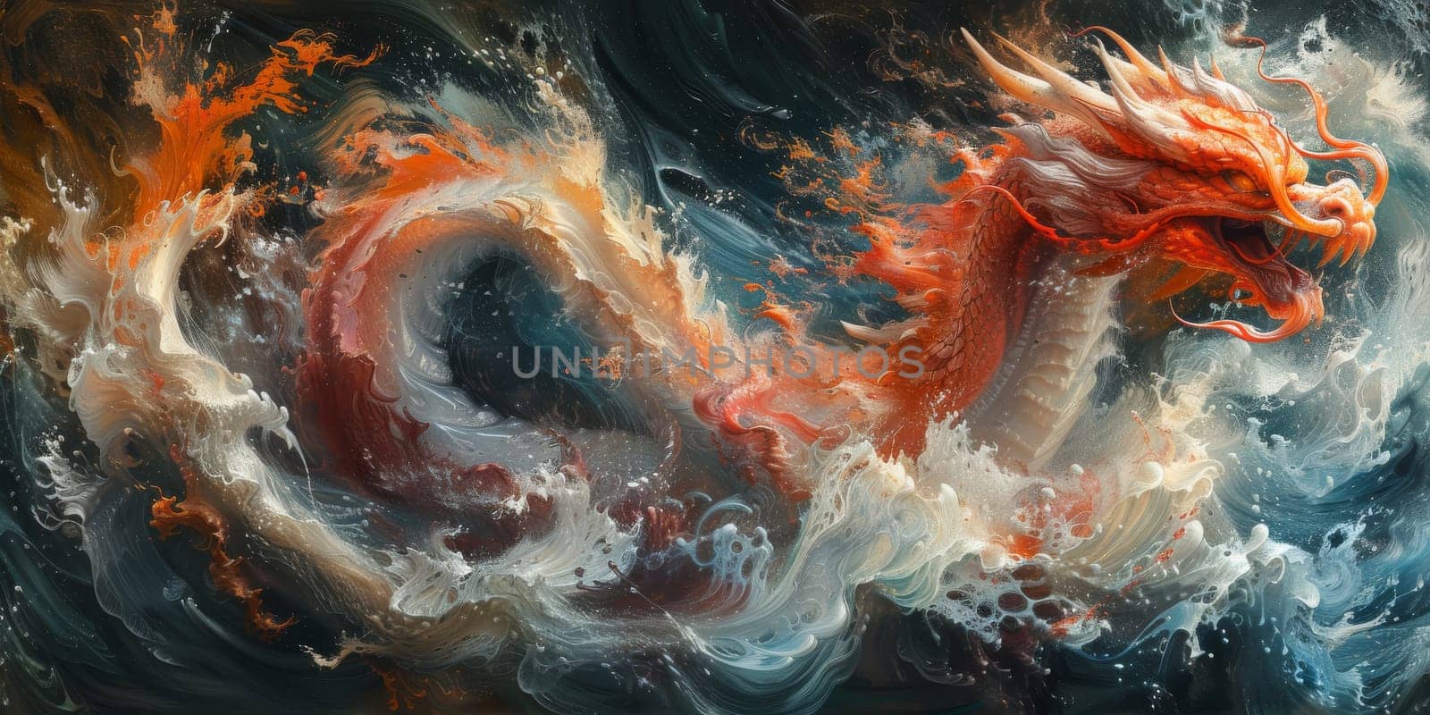 Chinese New Year dragon watercolor background. by Benzoix