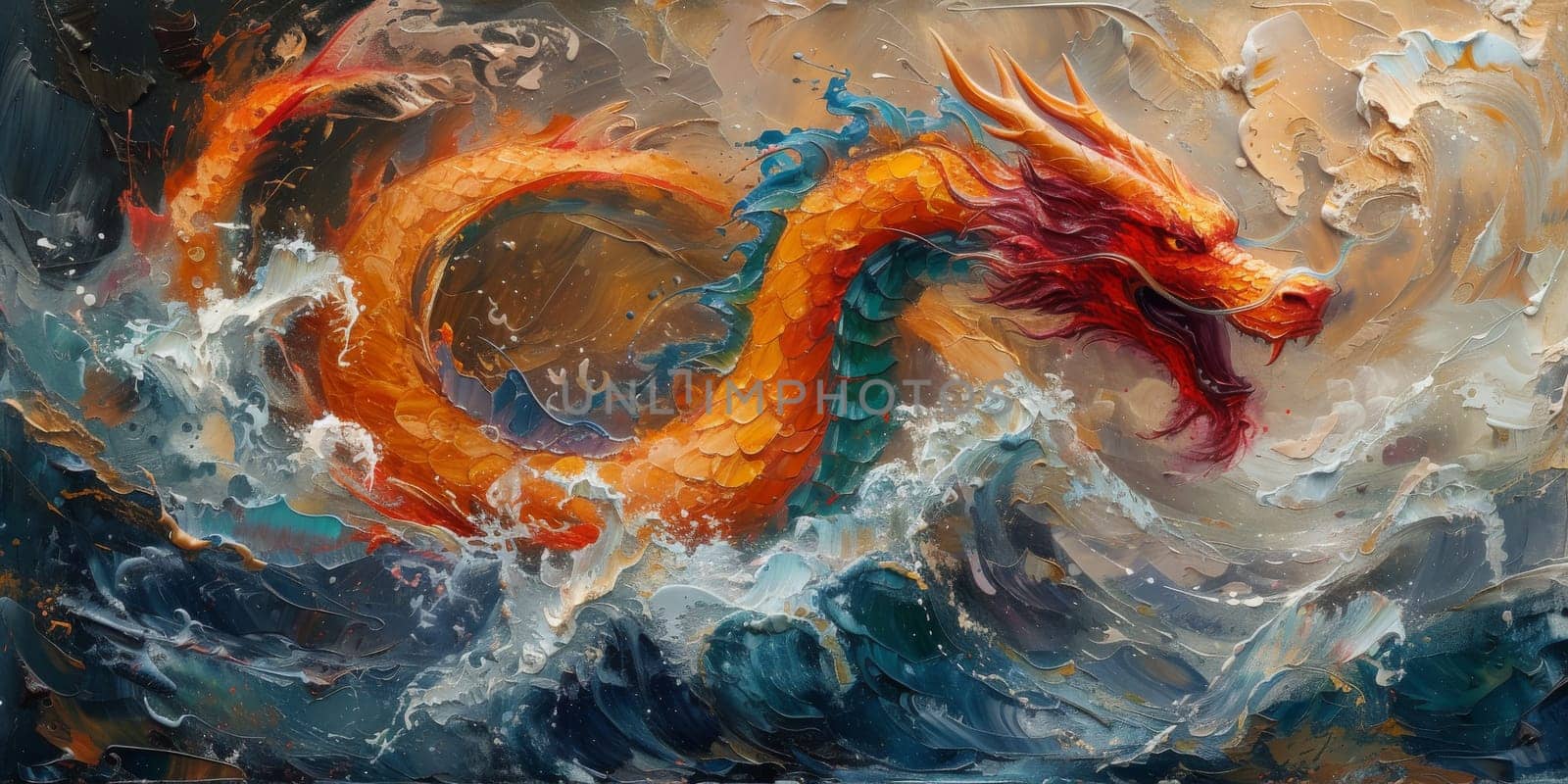 Chinese New Year dragon watercolor background. by Benzoix