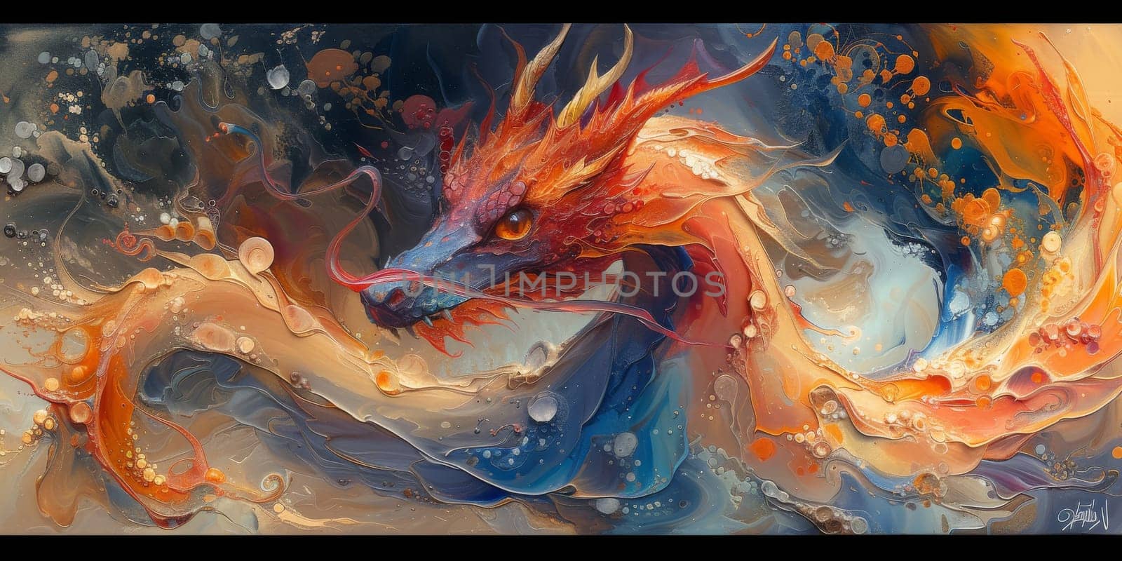 Chinese New Year dragon watercolor background. by Benzoix