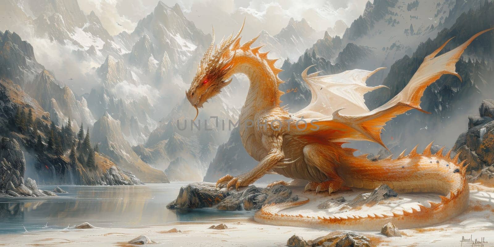 Chinese New Year dragon watercolor background. by Benzoix