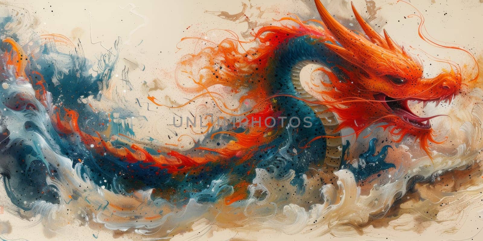 Chinese New Year dragon watercolor background