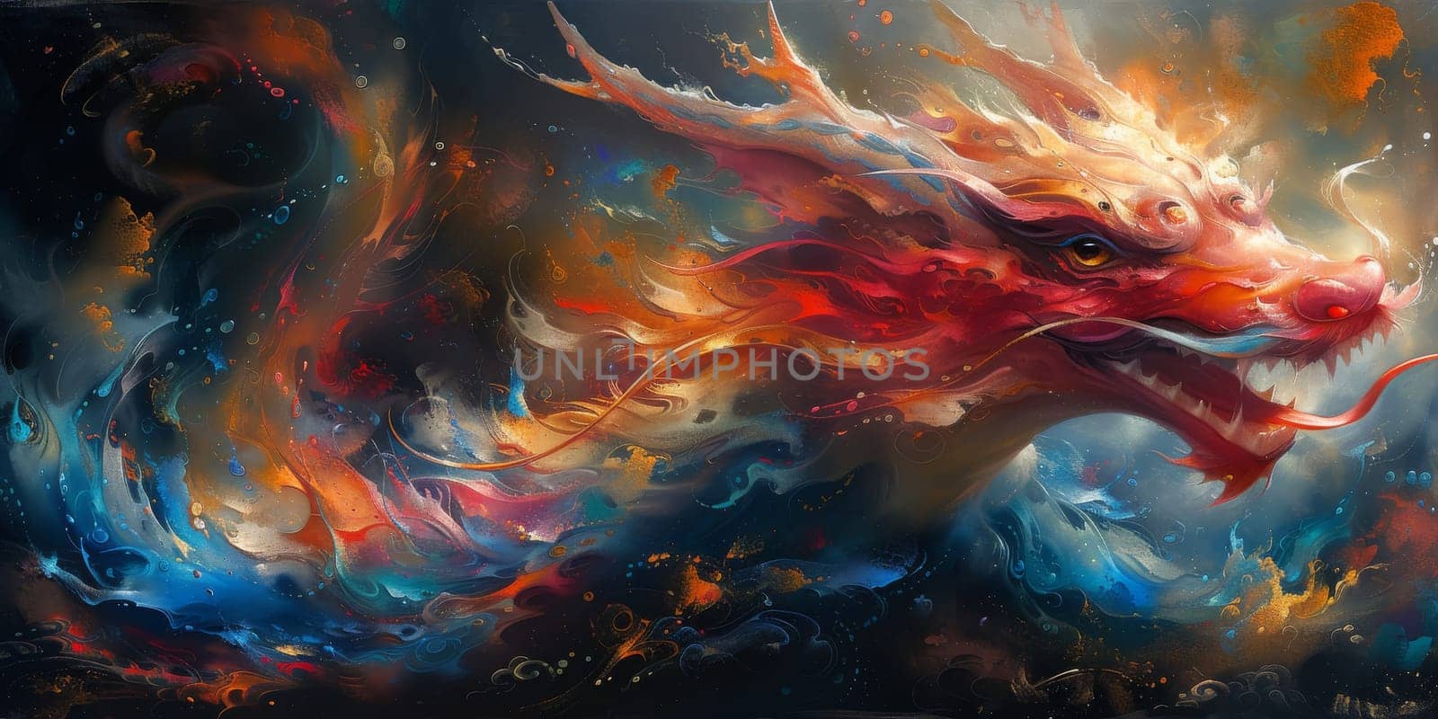 Chinese New Year dragon watercolor background. by Benzoix