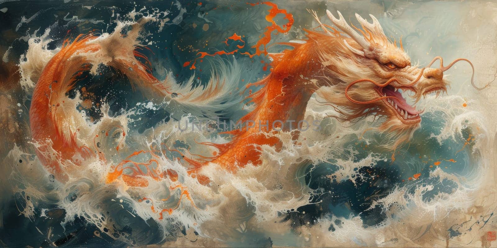 Chinese New Year dragon watercolor background. by Benzoix