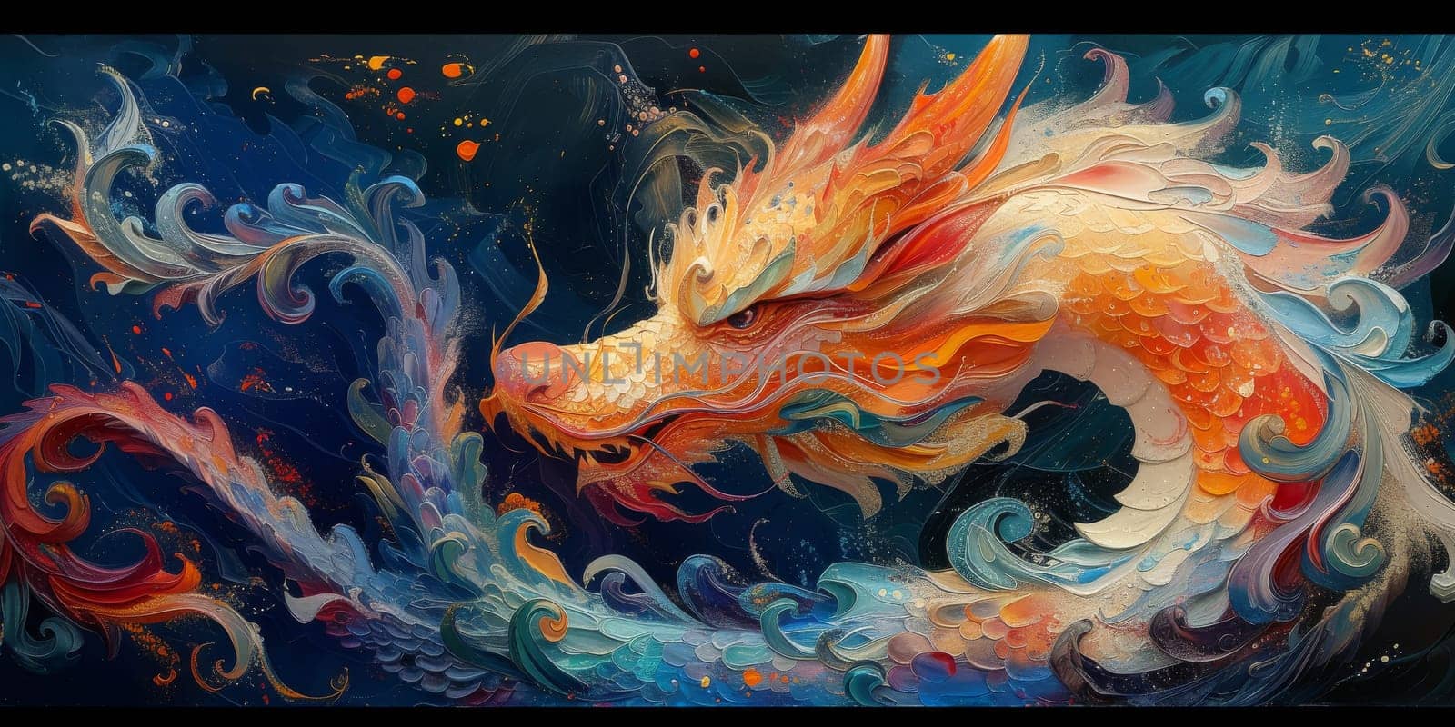 Chinese New Year dragon watercolor background. by Benzoix