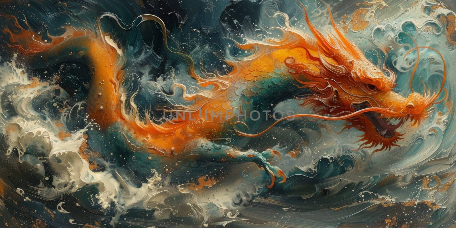 Chinese New Year dragon watercolor background. by Benzoix